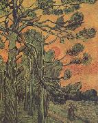 Vincent Van Gogh Pine Trees against a Red Sky with Setting Sun (nn04) USA oil painting reproduction